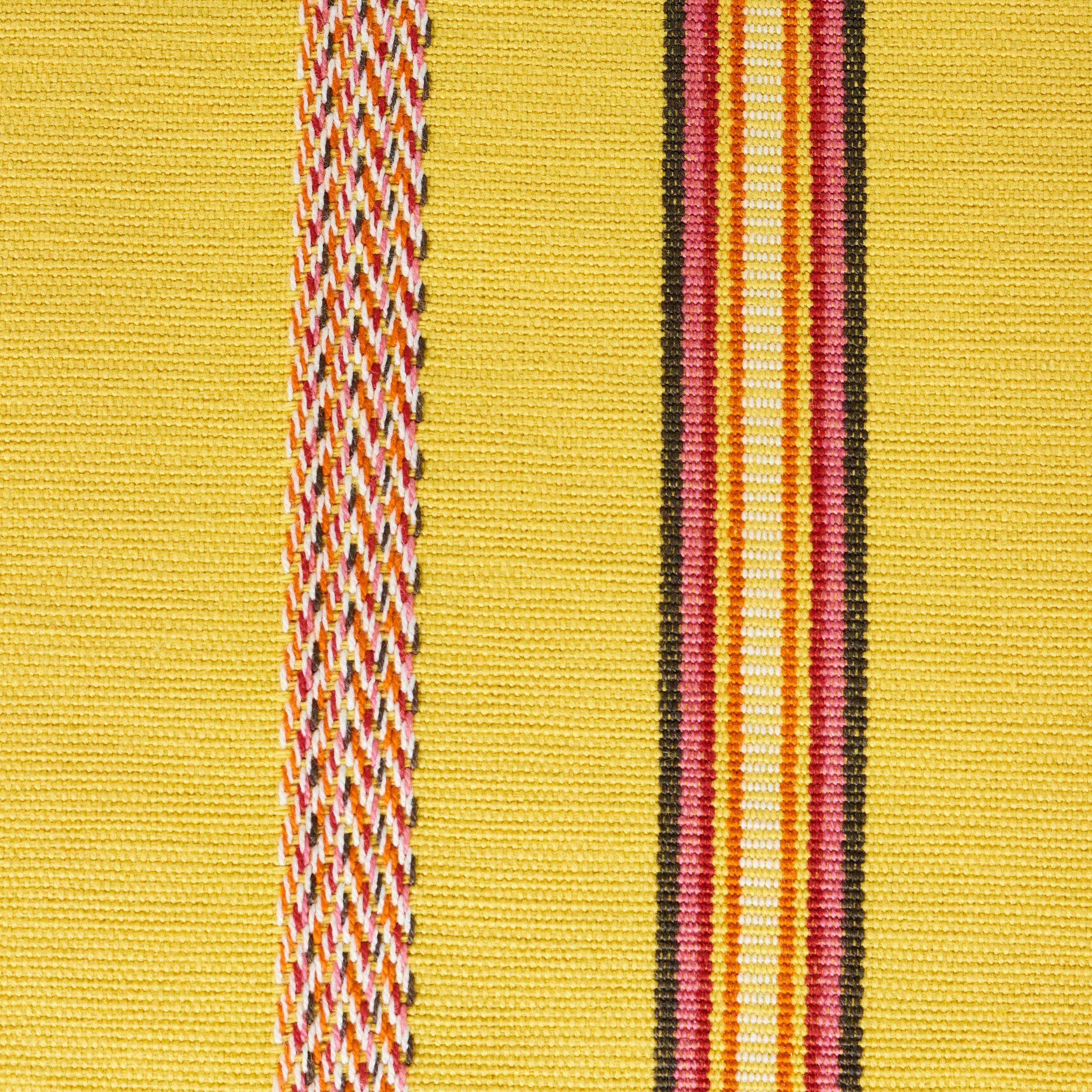 Indian Schumacher Kayenta Yellow Two-Sided Cotton Lumbar Pillow For Sale