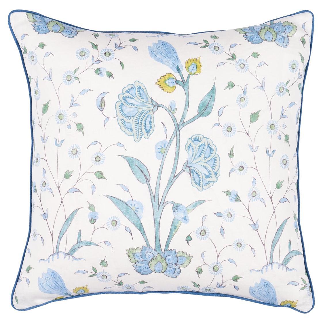 Schumacher Khilana Floral 20" Pillow in Peacock For Sale