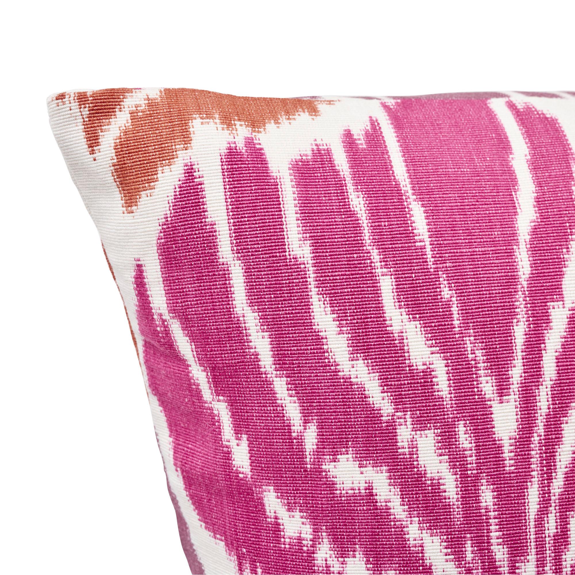 Schumacher Kimono Ikat Berry Two-Sided Linen Cotton Pillow In New Condition For Sale In New York, NY