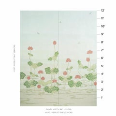 Schumacher Kireina Lotus Wallpaper Mural in Coral Ivory