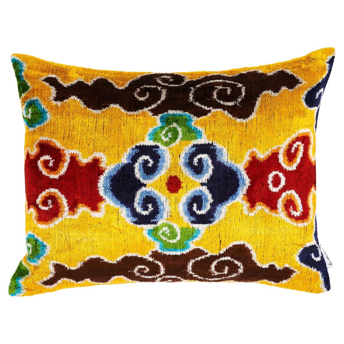 Schumacher Konya Silk Velvet in Multi 20" x 16" Pillow For Sale