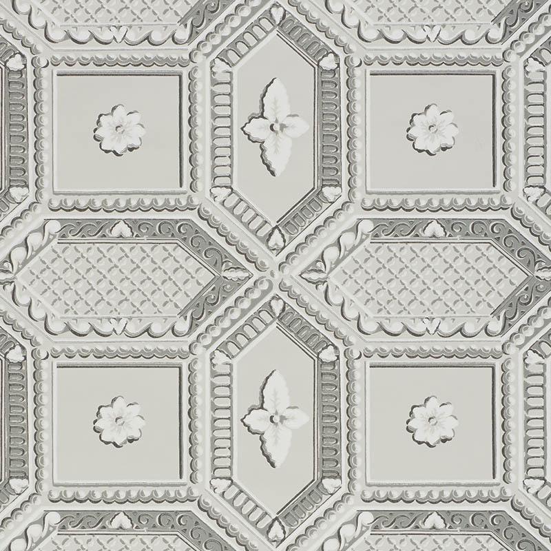 Applied to a ceiling, this Lacunaria calls to mind the richly coffered ceilings of McKim, Mead & White. Crisscrossing beams and stylized florettes add a delicate flourish.

Since Schumacher was founded in 1889, our family-owned company has been