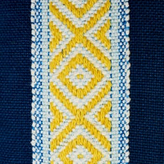 Schumacher Larson Tape & Piet Performance Linen Yellow Blue Two-Sided Pillow