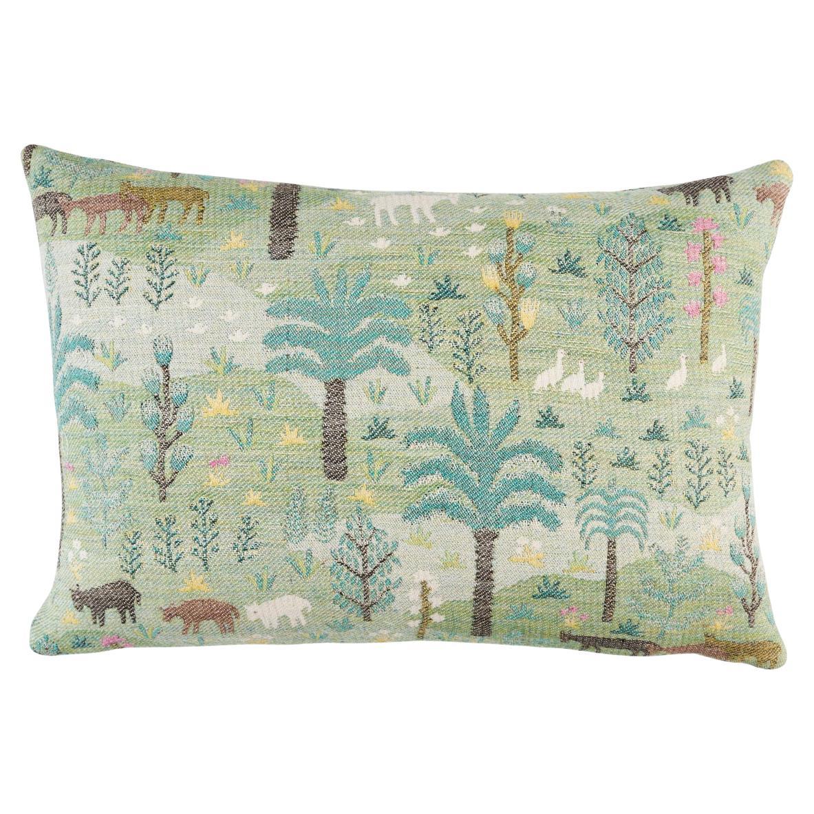 Schumacher Las Colinas Scenic Tapestry Pillow 20x14" in Green For Sale