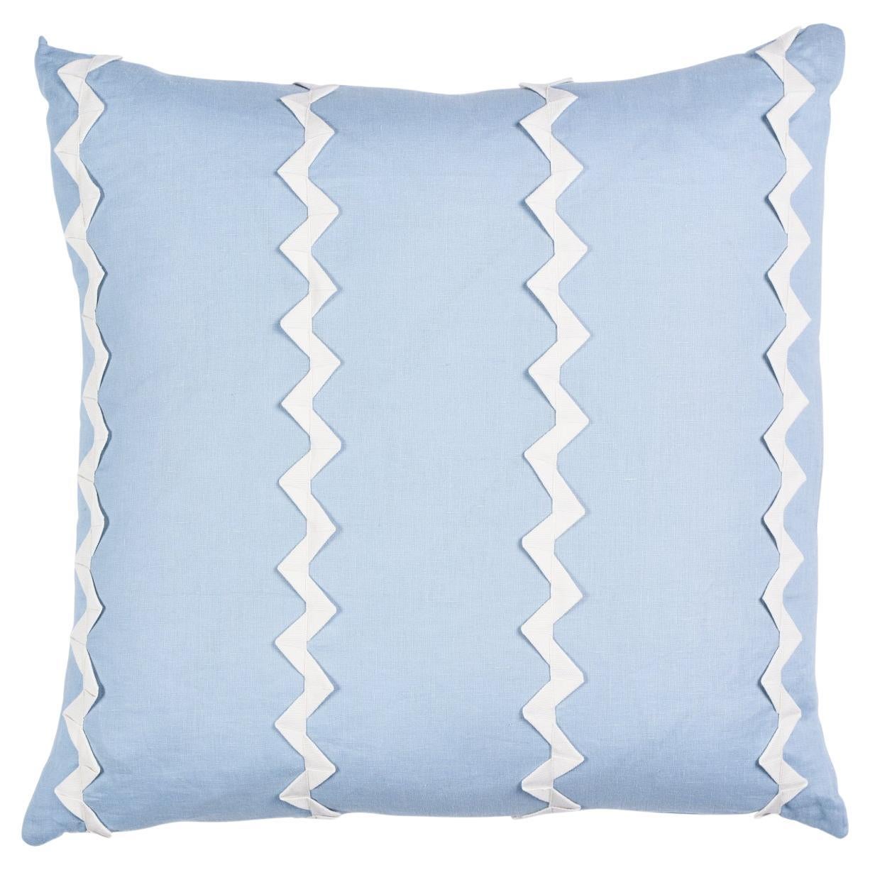 Schumacher Lazare 22" Pillow Ivory on Chambray For Sale