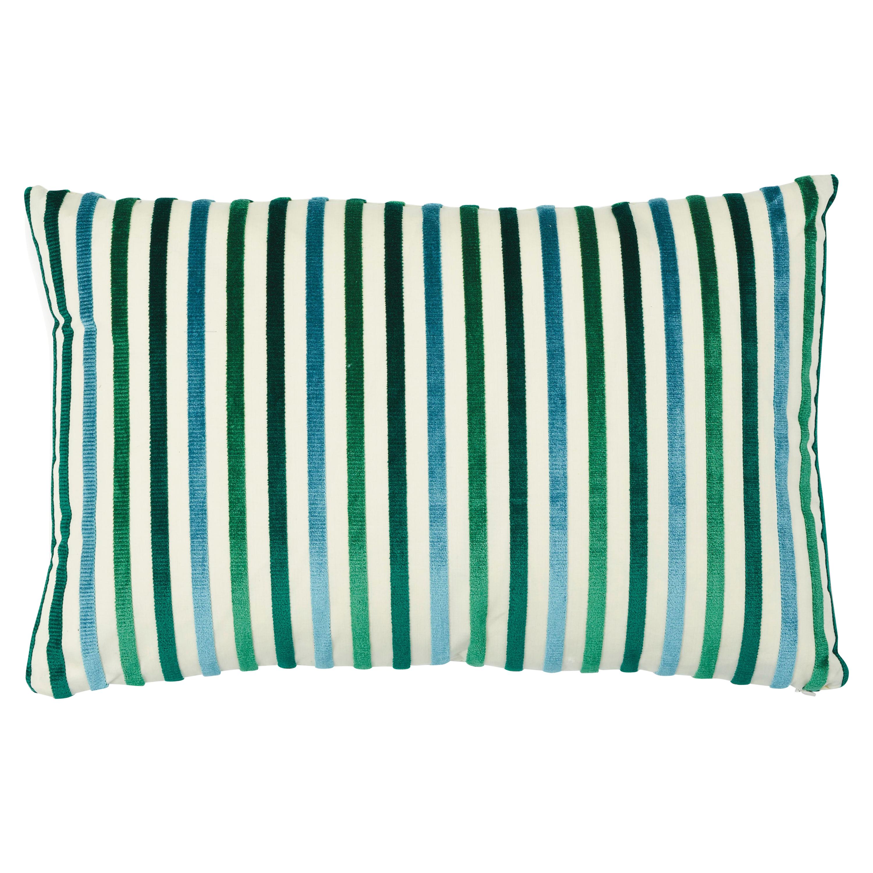 Schumacher Le Matelot Lumbar Pillow in Peacock For Sale