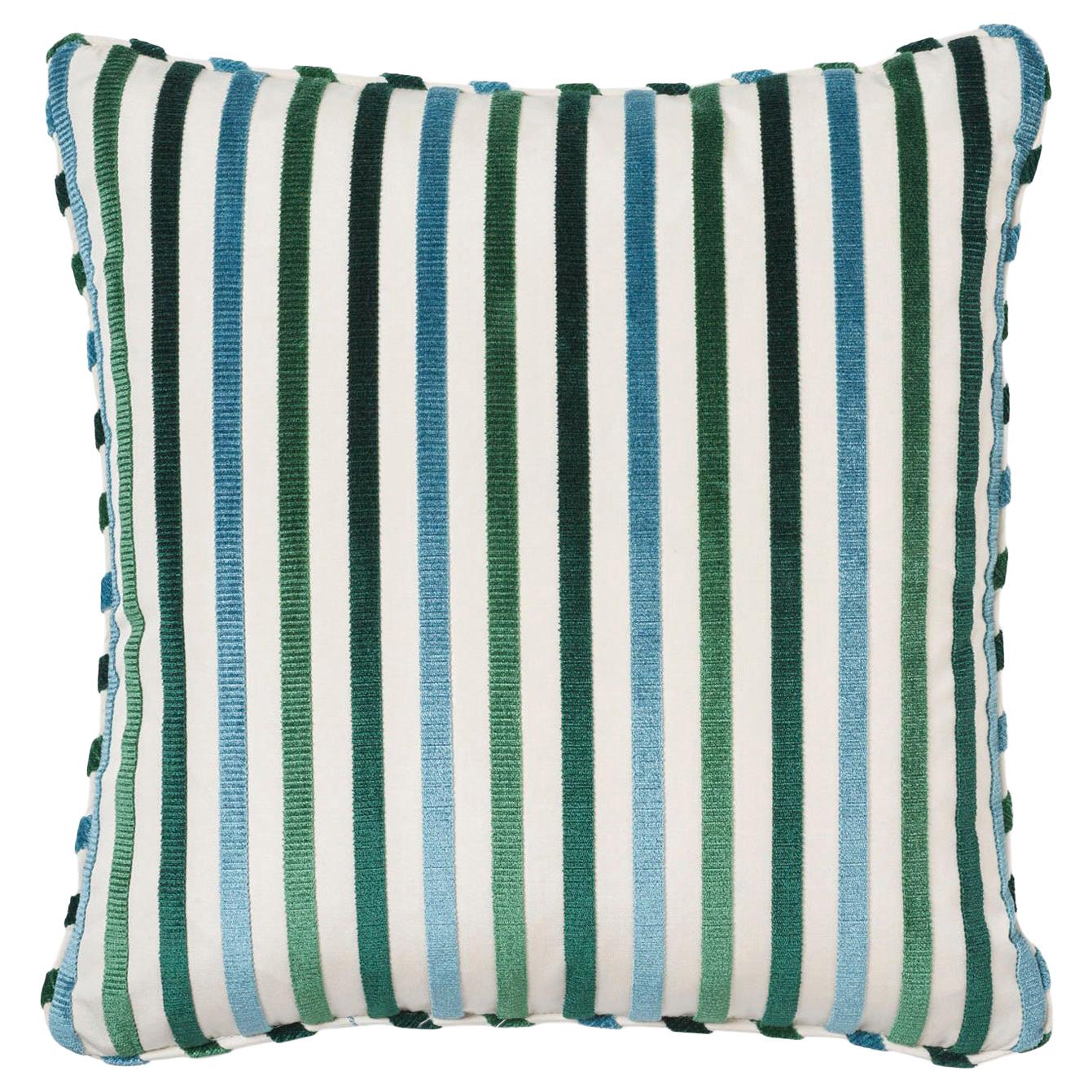 Schumacher Le Matelot Peacock Two-Sided Pillow For Sale