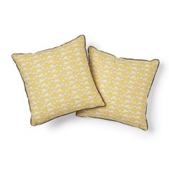 Schumacher Leaping Leopards Yellow Two-Sided Cotton Pillow