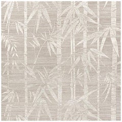 Schumacher Les Bambous Sisal Botanical Hand Printed Wallpaper in Fog