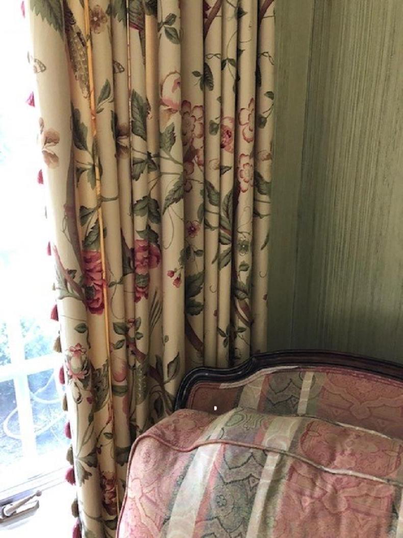 Linen Full Length Curtains, 2 available, Schumacher fabric  For Sale 1