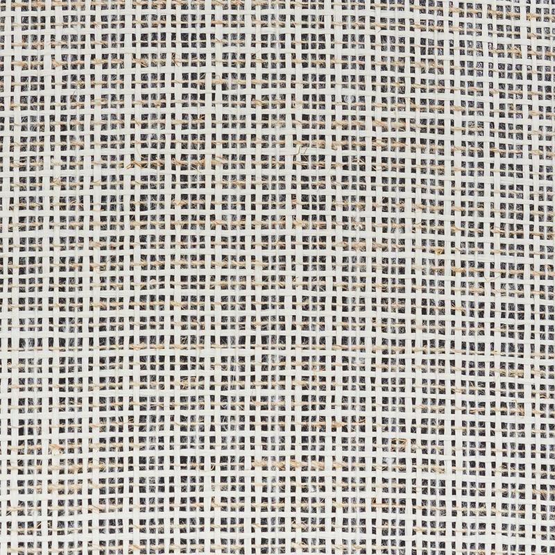 Modern Schumacher Linen & Paperweave Wallpaper In Carbon For Sale