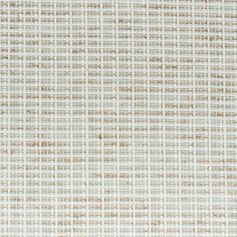 Modern Schumacher Linen & Paperweave Wallpaper In Sage For Sale