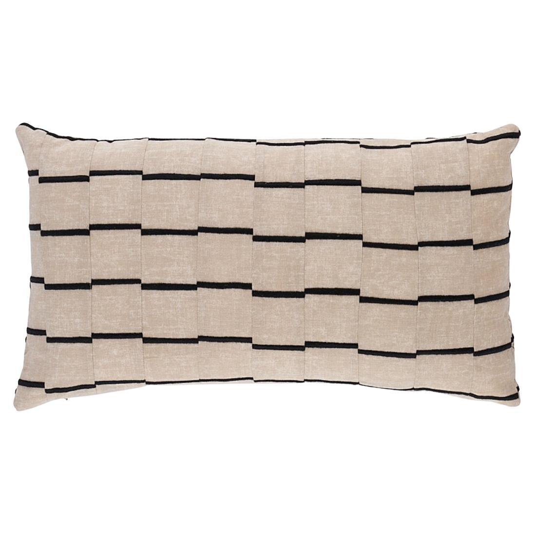 Schumacher Lines Pillow In Black For Sale