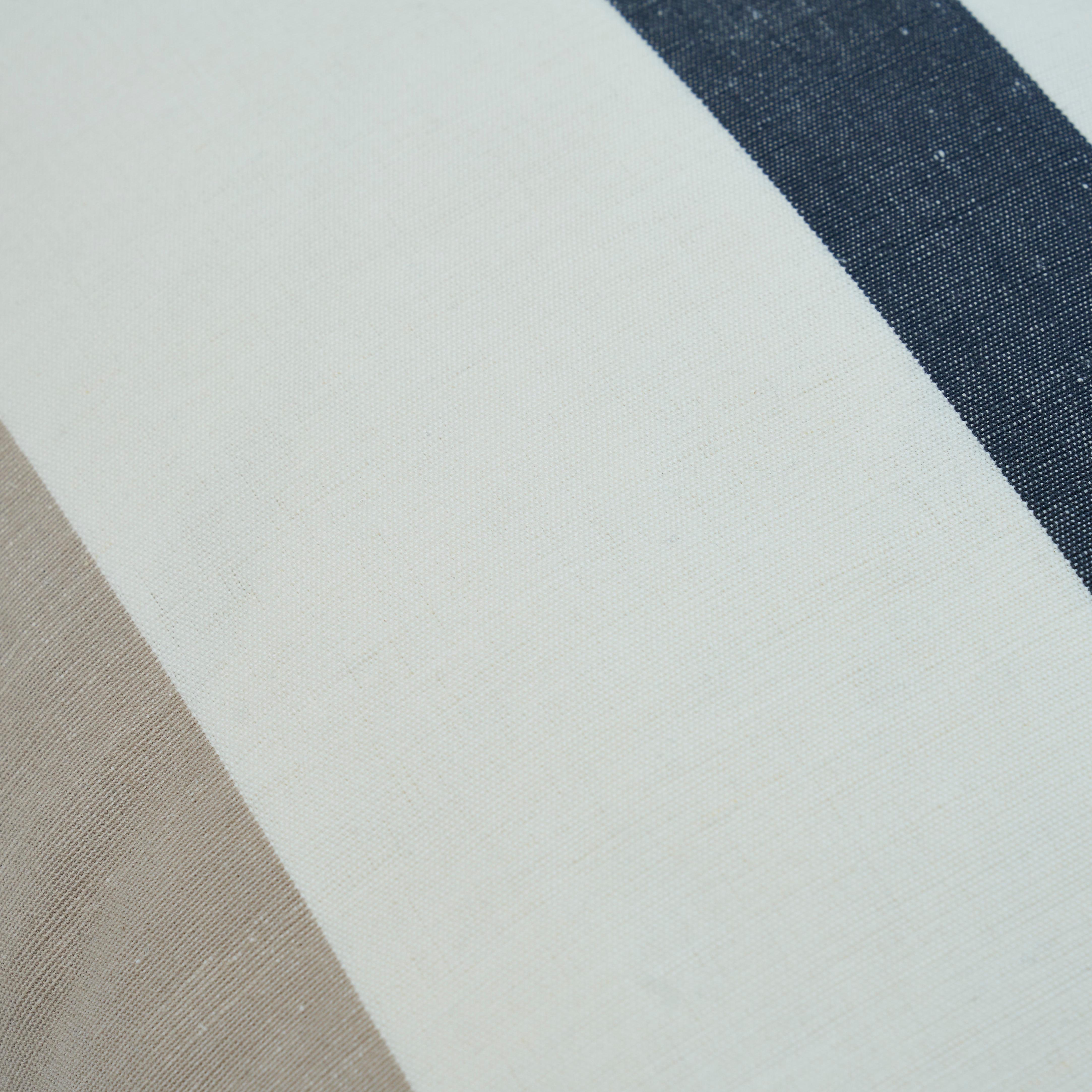 Scandinavian Modern Schumacher Lolland Linen Stripe Pillow in Grey Sand For Sale