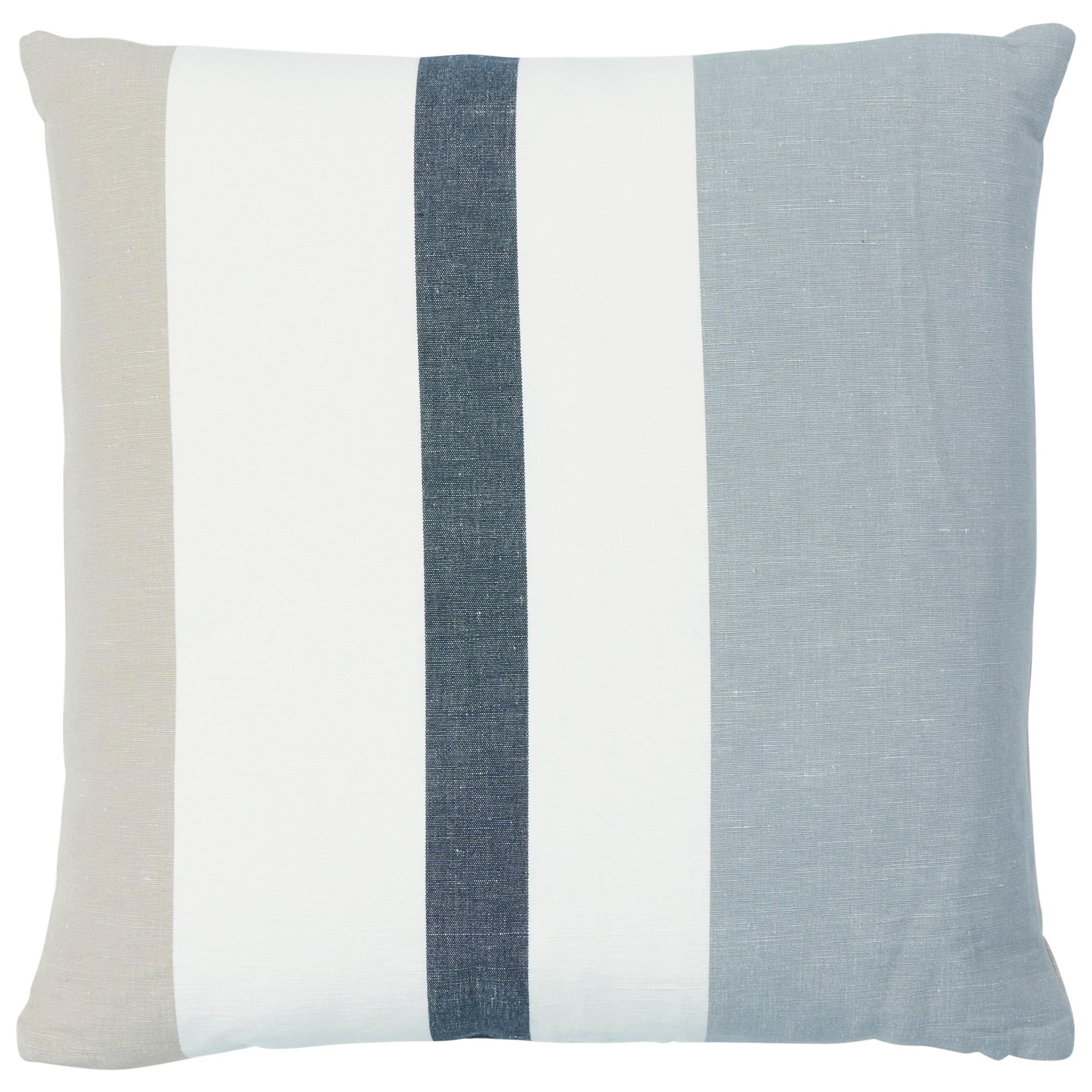 Schumacher Lolland Linen Stripe Pillow in Grey Sand