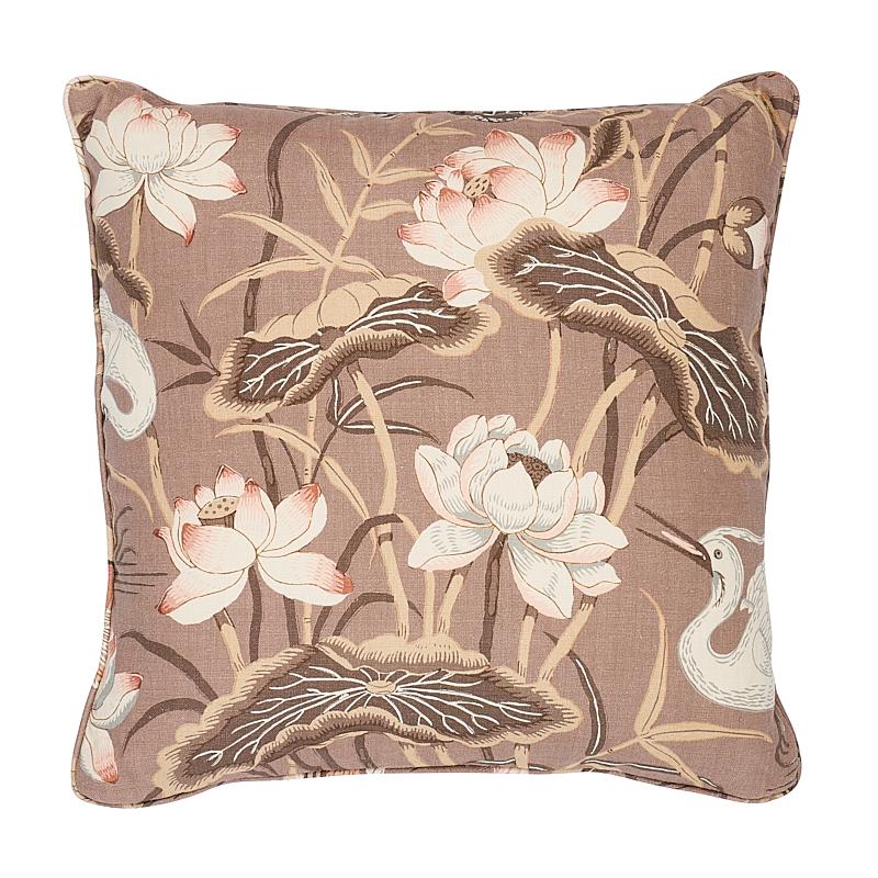 This pillow features Lotus Garden with a Self-Welt finish. Lotus Garden is an enchanting pattern recreated from a 1920s document in our archives. The masterful design is an ode to Japanese natural motifs. Pillow includes a feather/down fill insert