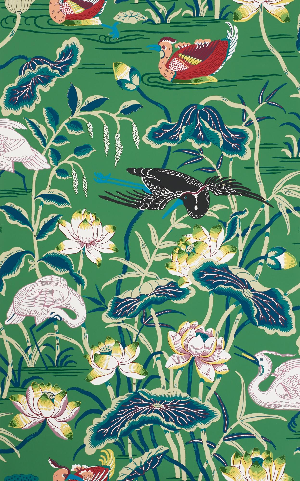 This enchanting pattern, recreated from a 1920s document in our archives, is an ode to Japanese natural motifs.

Since Schumacher was founded in 1889, our family-owned company has been synonymous with style, taste, and innovation. A passion for