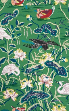 Schumacher Lotus Garden Japanese Natural Motif Jade Wallpaper