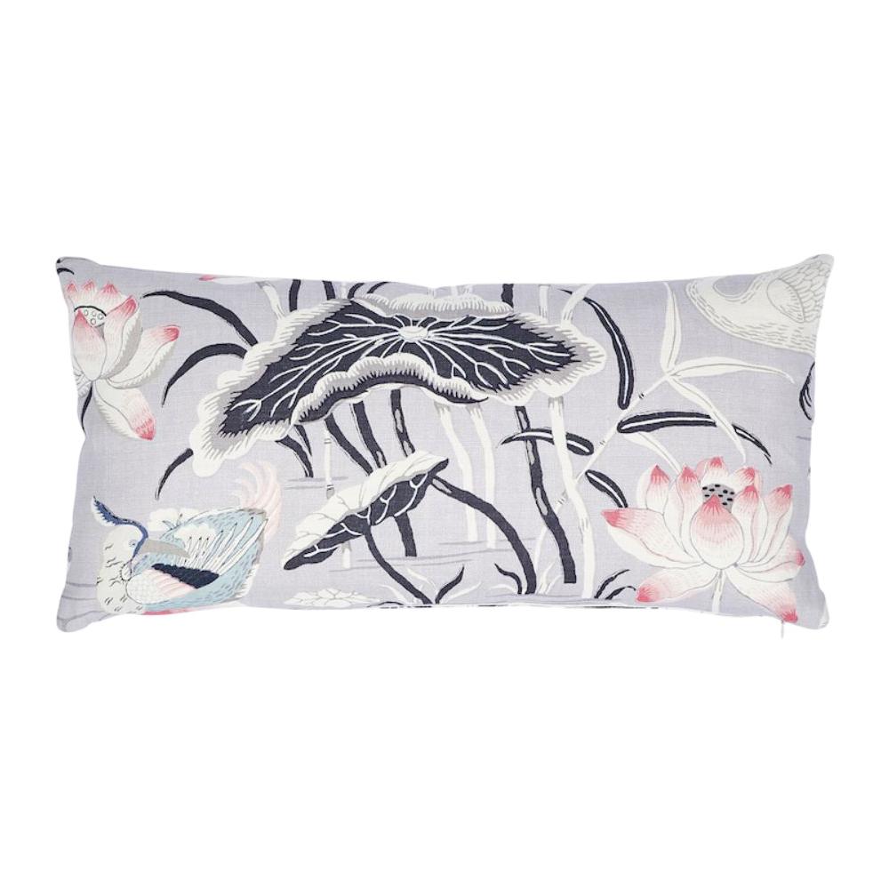 Schumacher Lotus Garden Lumbar Pillow in Lilac For Sale