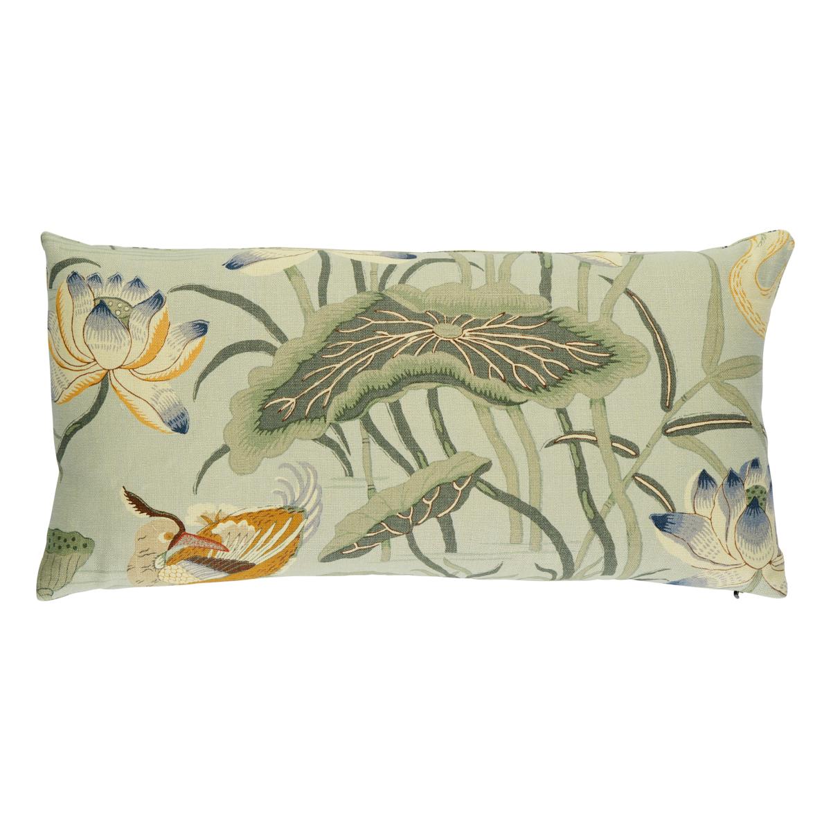 This pillow features Lotus Garden with a knife edge finish. Lotus Garden is an enchanting pattern recreated from a 1920s document in our archives. The masterful design is an ode to Japanese natural motifs. Pillow includes a feather/down fill insert