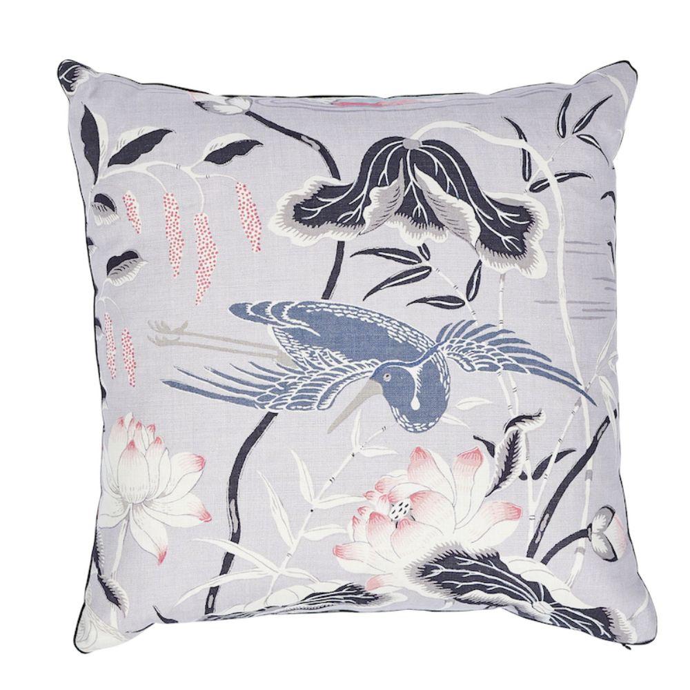 This pillow features Lotus Garden with a self welt finish. An enchanting pattern recreated from a 1920s document in our archives. The masterful design is an ode to Japanese natural motifs. Pillow includes a feather/down fill insert and hidden zipper