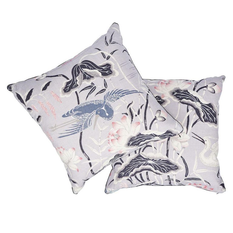 Schumacher Lotus Garden Pillow in Lilac For Sale at 1stDibs