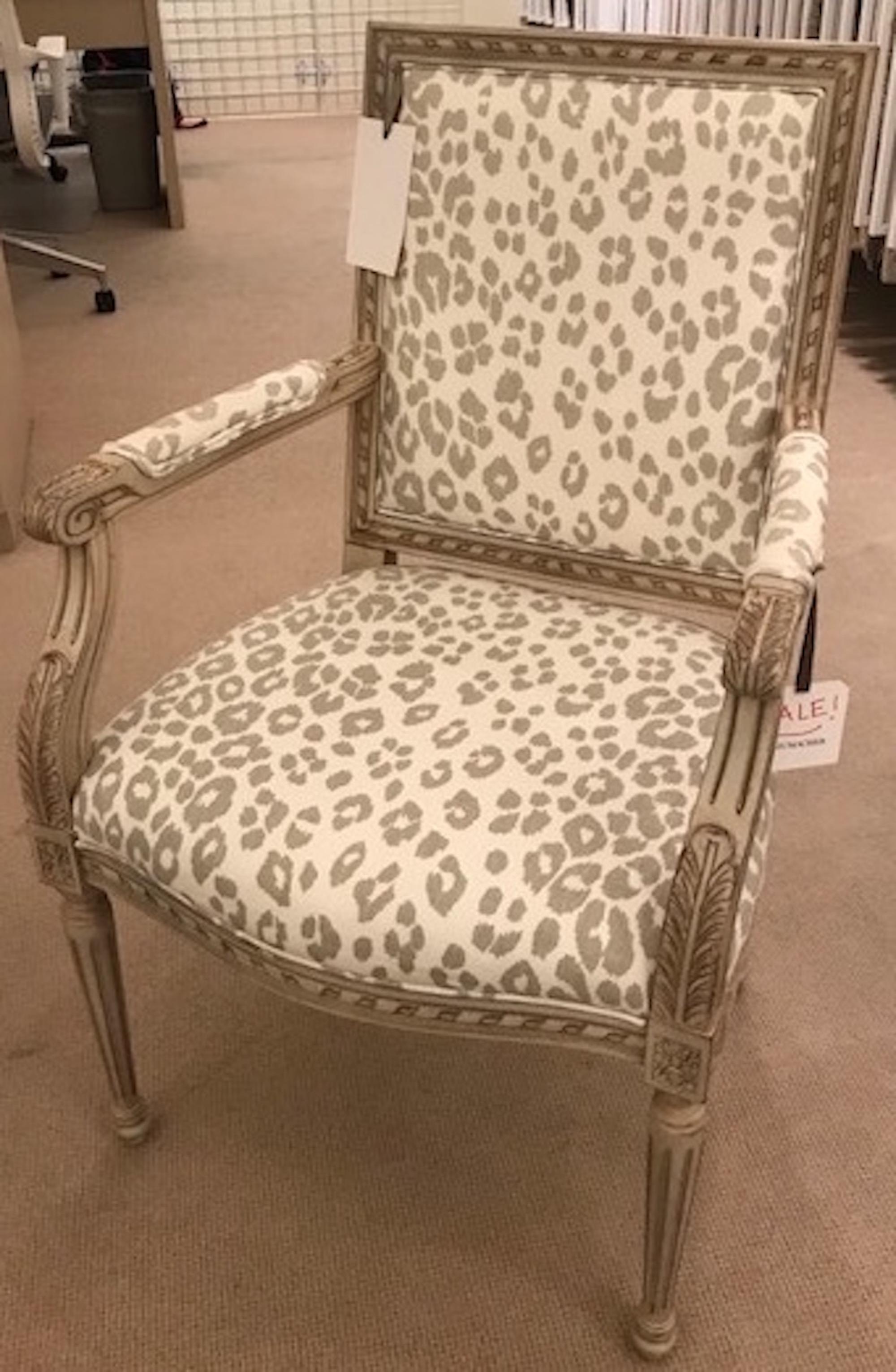 Schumacher Louis XVI Armchair in Iconic Leopard- Sample In Good Condition In New York, NY