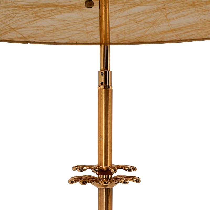 French Provincial Schumacher Maison Charles Gilt Brass Floor Lamp, Signed, c. 1970 For Sale