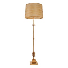 Lampadaire Schumacher Maison Charles en laiton doré, signé, vers 1970