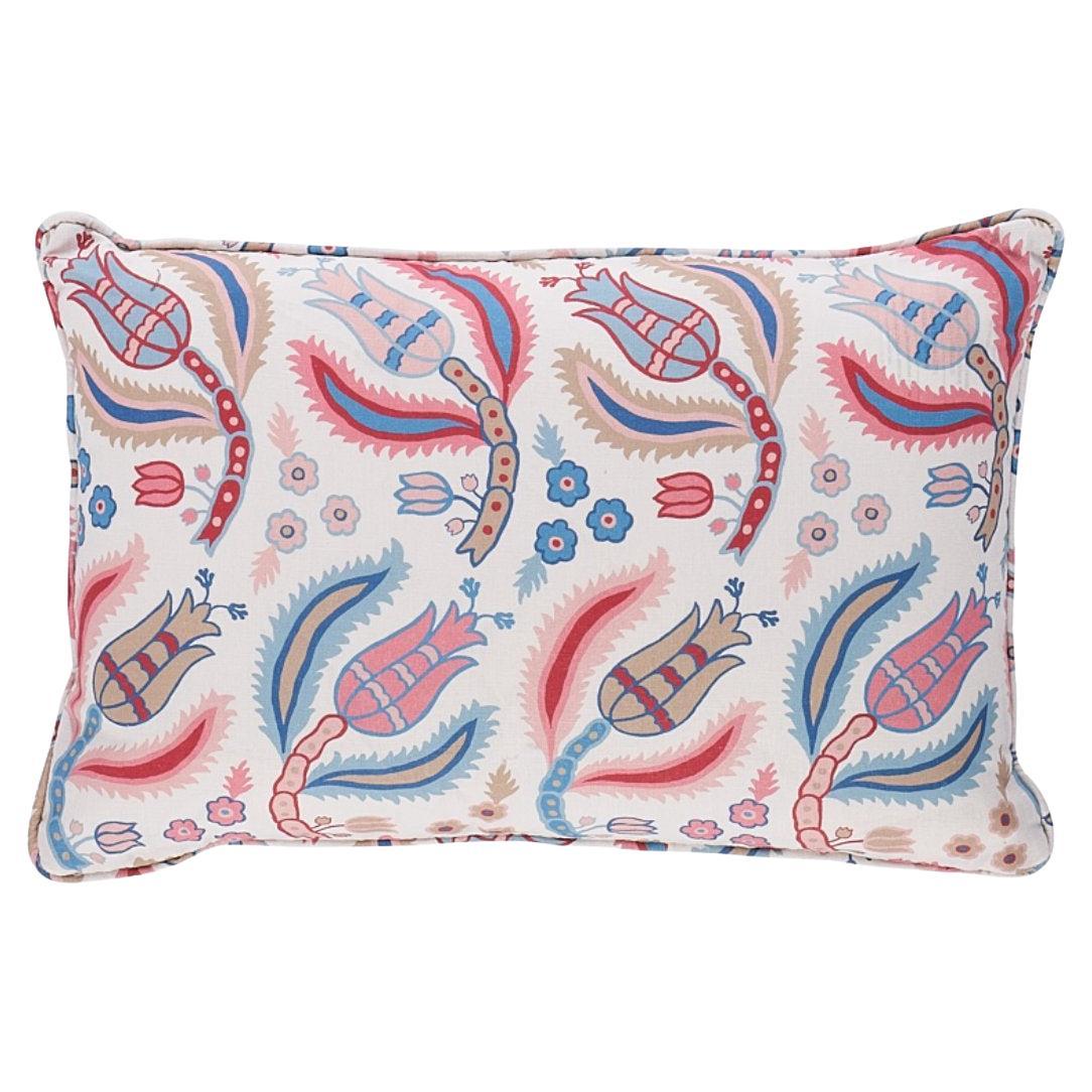 Schumacher Malabar Vine Pillow In Sky & Rose For Sale