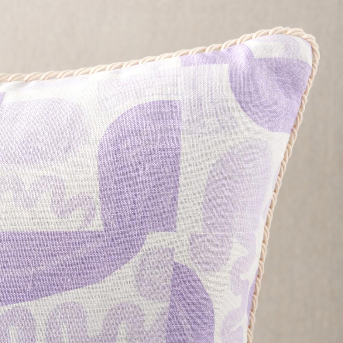 The Maple Wisteria lumbar pillow features original artwork by Bonnie Ashley of Bonnie & Neal, printed on white linen. The reverse of the cushion features the same design printed on oat linen. The pillow is finished with white cord and includes a