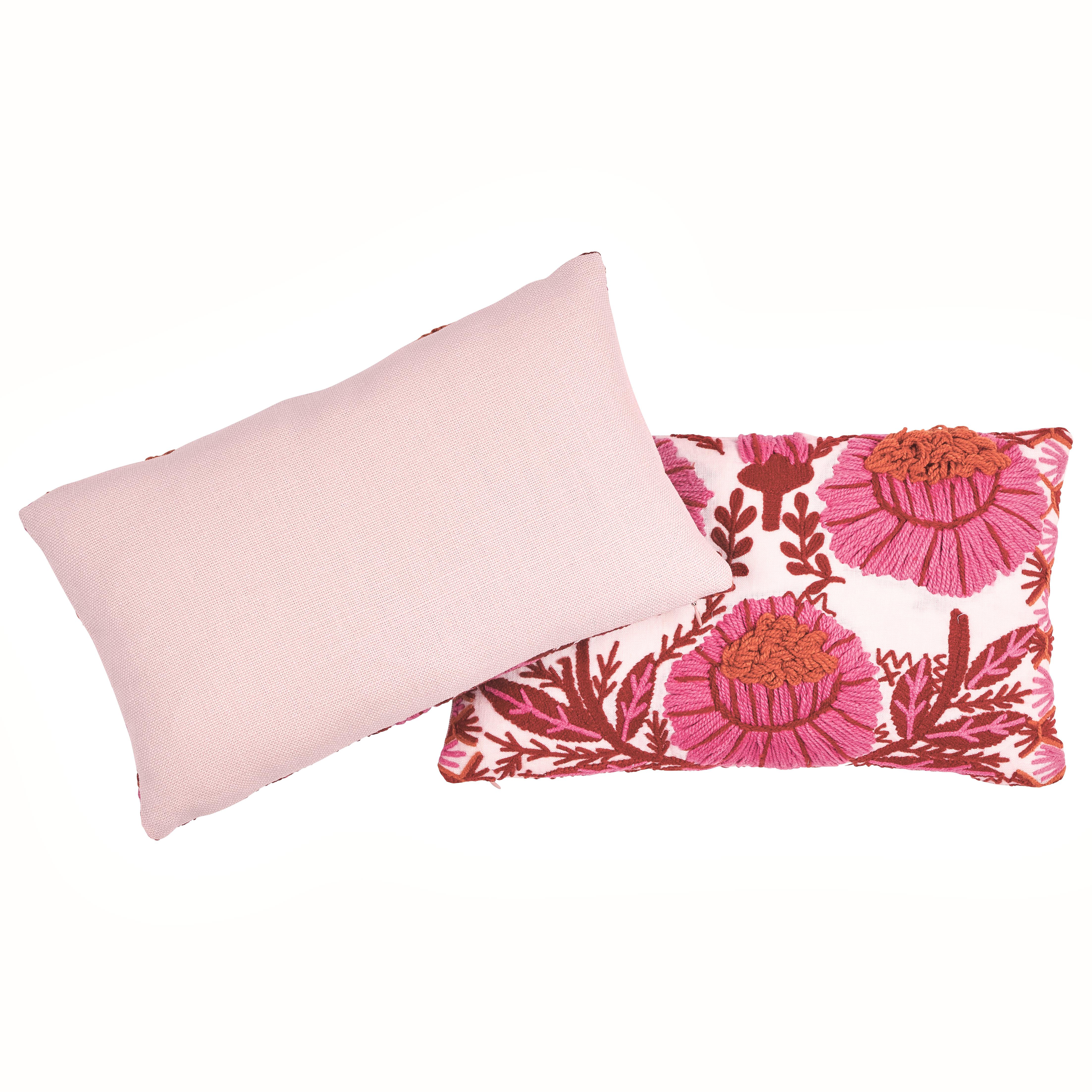 Other Schumacher Marguerite Embroidery Pillow in Blossom For Sale