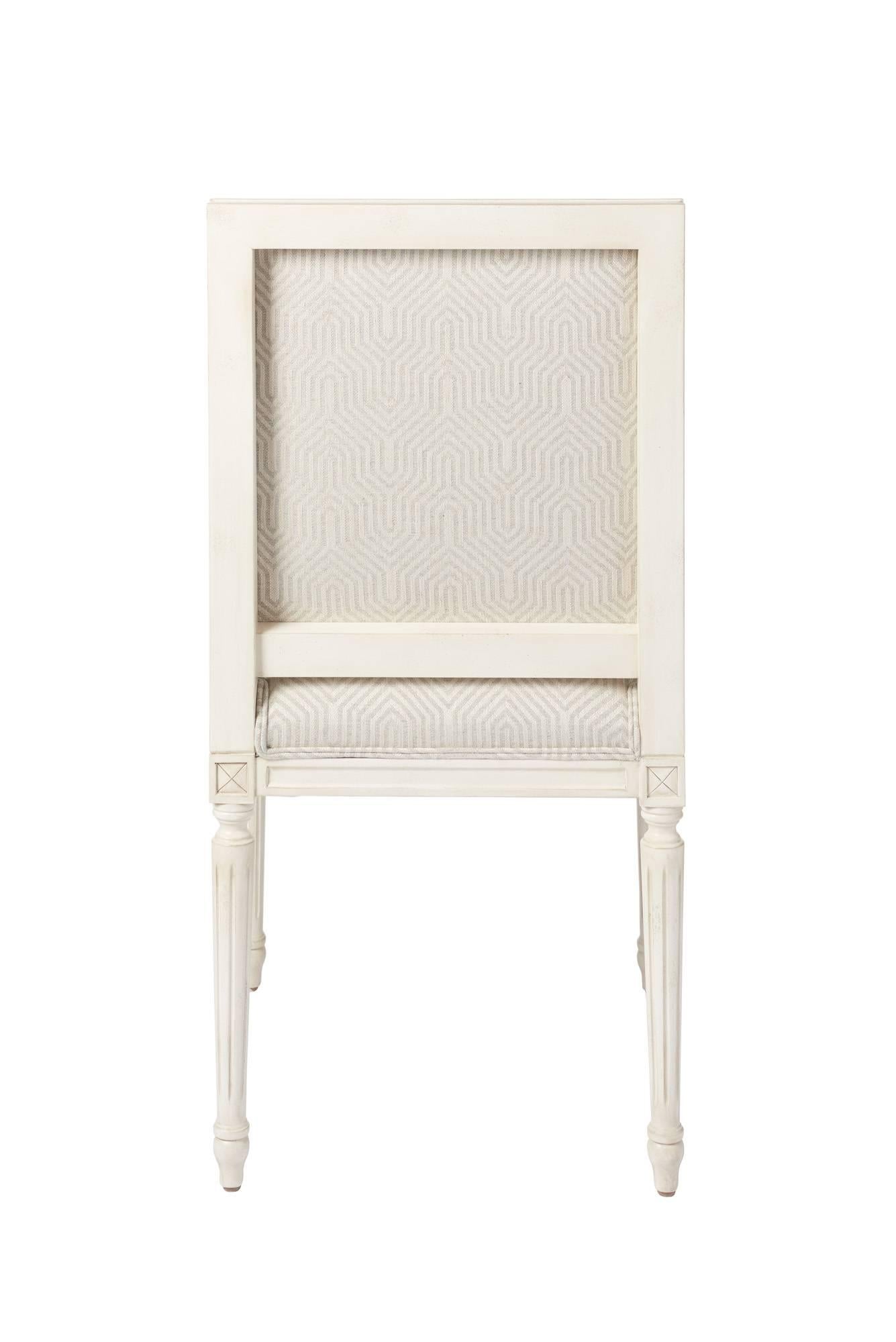 Schumacher Marie Therese Eureka Woven Ziggurat Hand-Carved Beechwood Side Chair For Sale 4