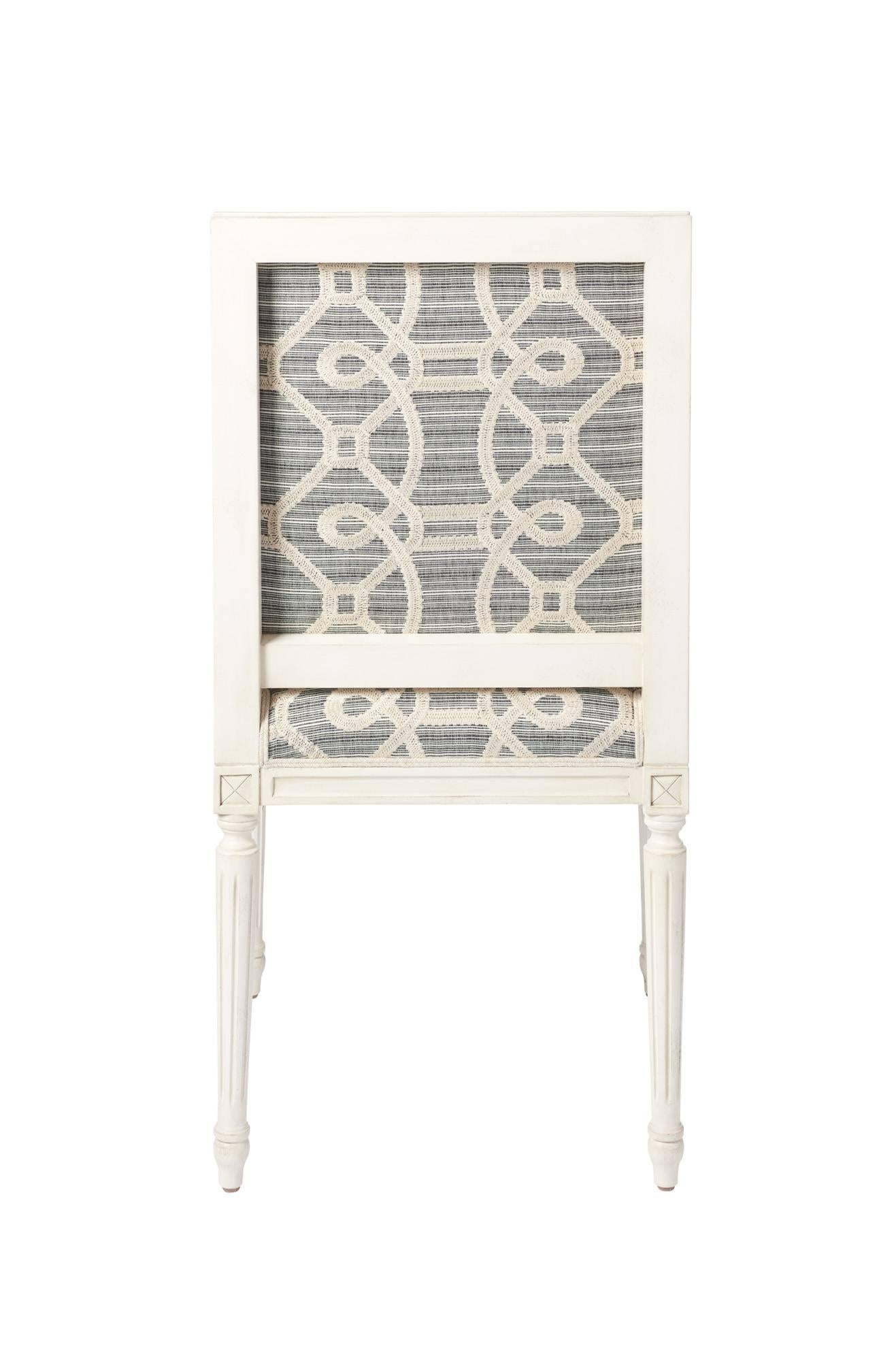 Wood Schumacher Marie Therese Ziz Embroidery Strié Hand-Carved Beechwood Side Chair 