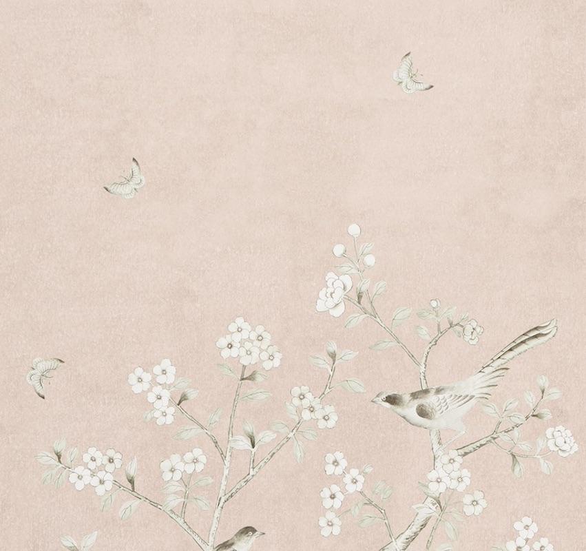 Inspired by an antique Chinese silk panel, this design features exotic birds and cherry blossoms and is true to the original scale. Available as a printed linen and a wallcovering.


Panel Width: 51 3/4