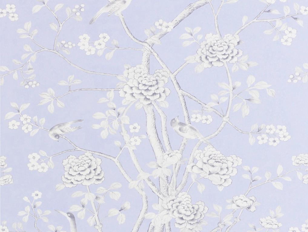 Schumacher by Mary McDonald Chinois Palais Wandteppich in Lavendel in Lavendel  (Chinoiserie) im Angebot