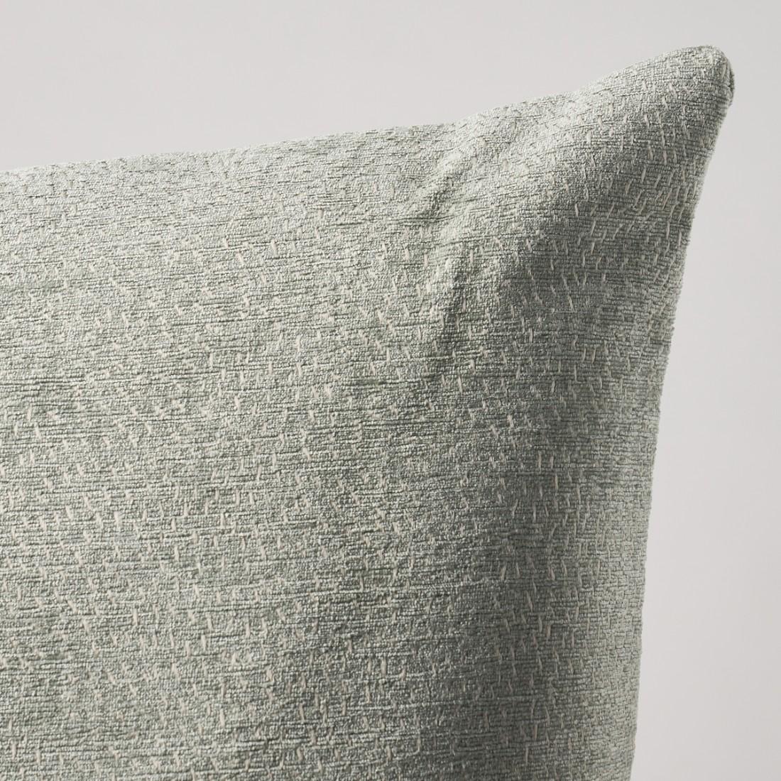 This pillow features Menemsha by Caroline Z Hurleywith a knife edge finish. A small-scale pattern by Caroline Z Hurley, this versatile and luxurious jacquard weave is upholstery weight. Thick and thin chenille weft yarns give it an artisanal