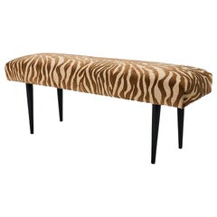 Schumacher Mid-Century Animal Print Bench in Brown, Made in Italy, 1960