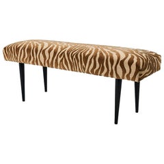 Schumacher Mid-Century Animal Print Bench in Tan, Made in Italy, 1960