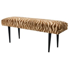 Retro Schumacher Mid-Century Animal Print Bench in Tan, Made in Italy, 1960