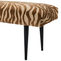 Schumacher Mid-Century Animal Print Bench in Tan, Made in Italy, 1960