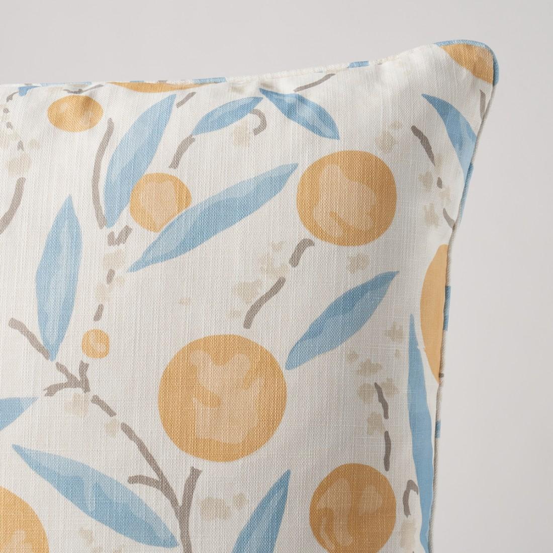 This pillow features Mirabelle with a self welt finish. Contemporary and fresh, Mirabelle in cherry-and-blush is based on a delightful 1920s pattern of cheerful lollipop flowers and stylized leaves suffused with a painterly warmth. Its cotton-linen