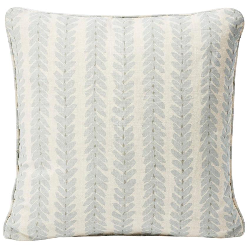 Schumacher Modern Classic Woodperry Woven Blue Two-Sided Linen Pillow For Sale