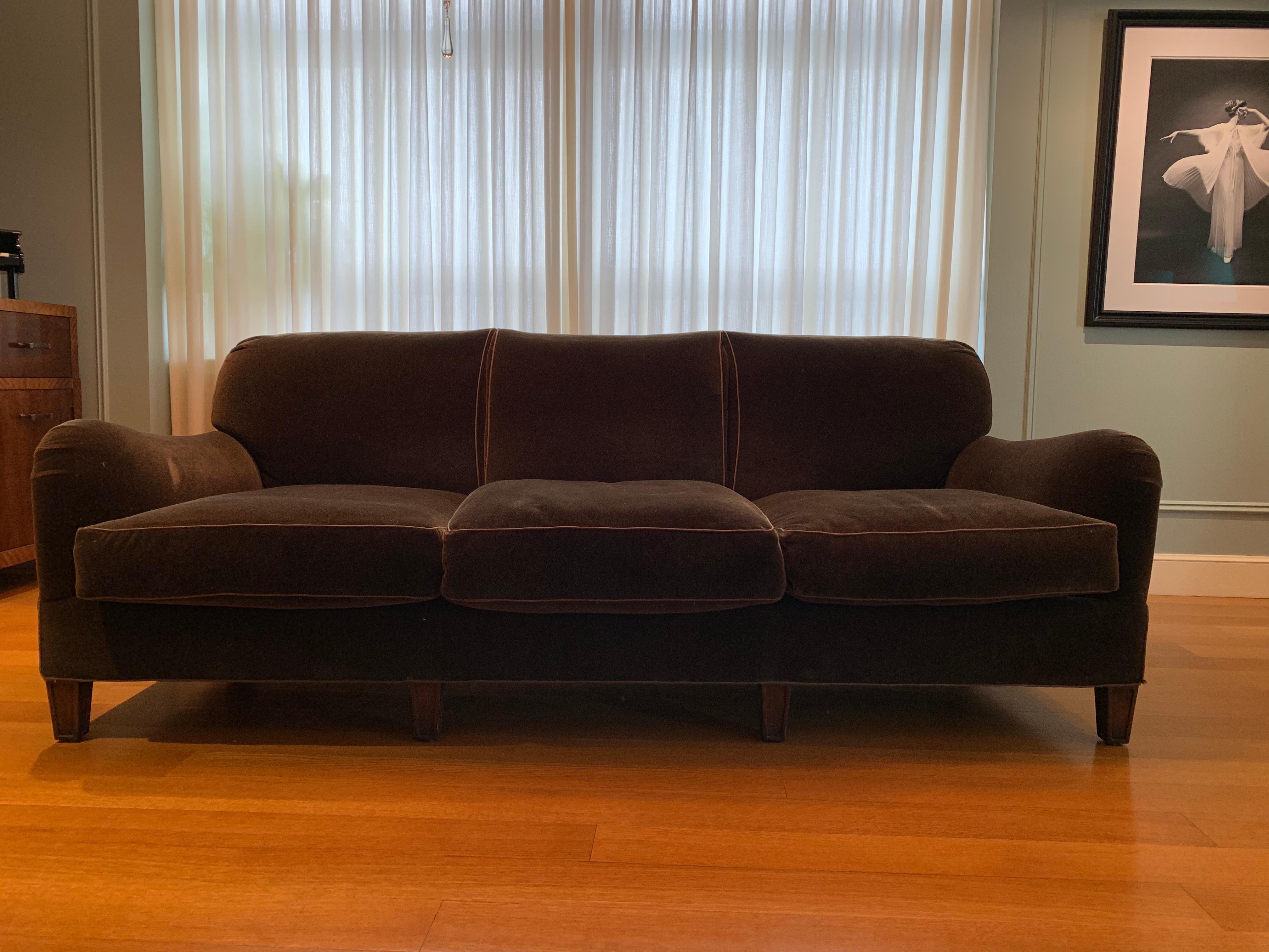 American Schumacher Mohair Three-Seat Sofa , 2 available  For Sale
