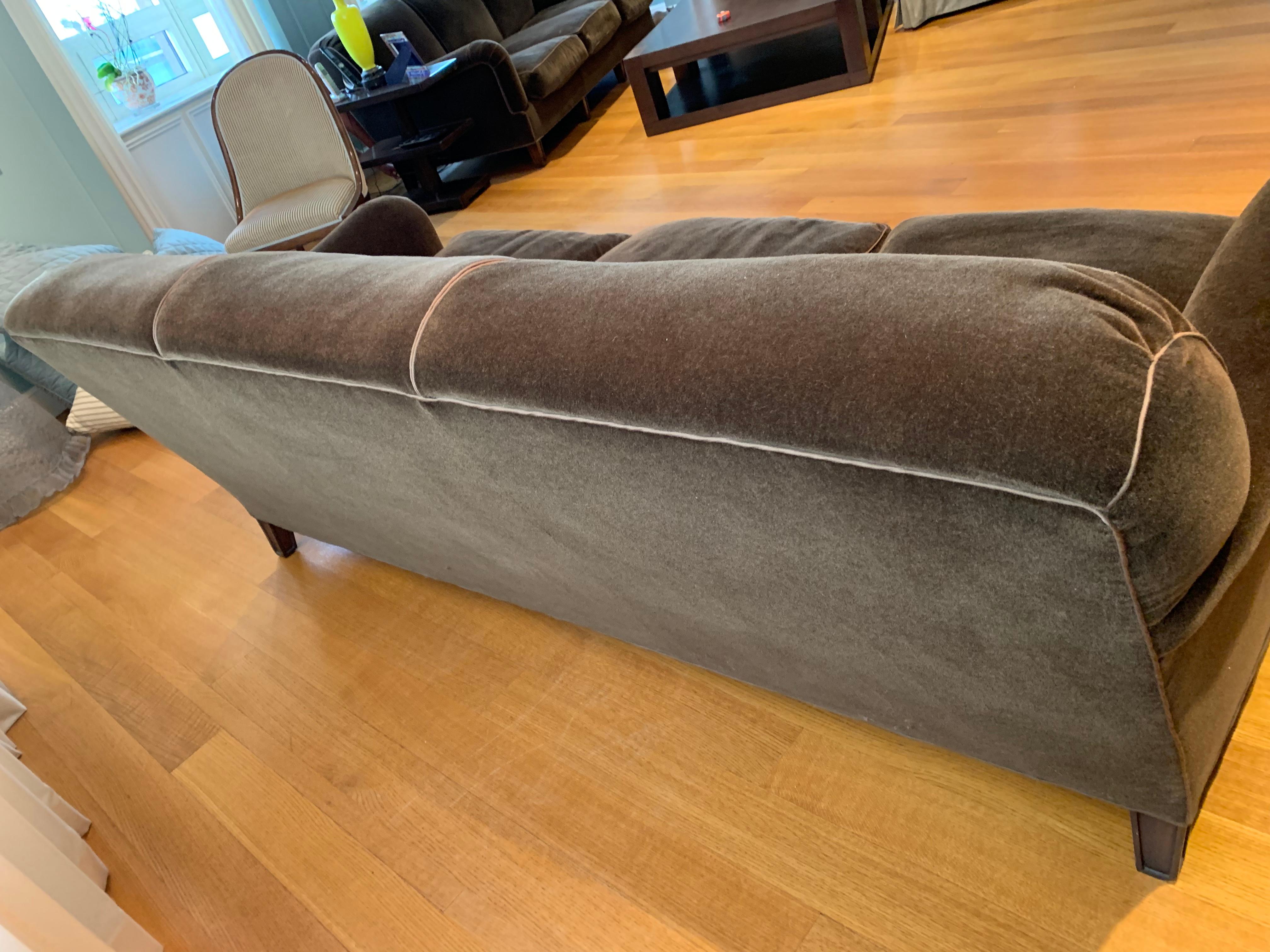 Schumacher Mohair Three-Seat Sofa , 2 available  In Good Condition For Sale In Chicago, IL