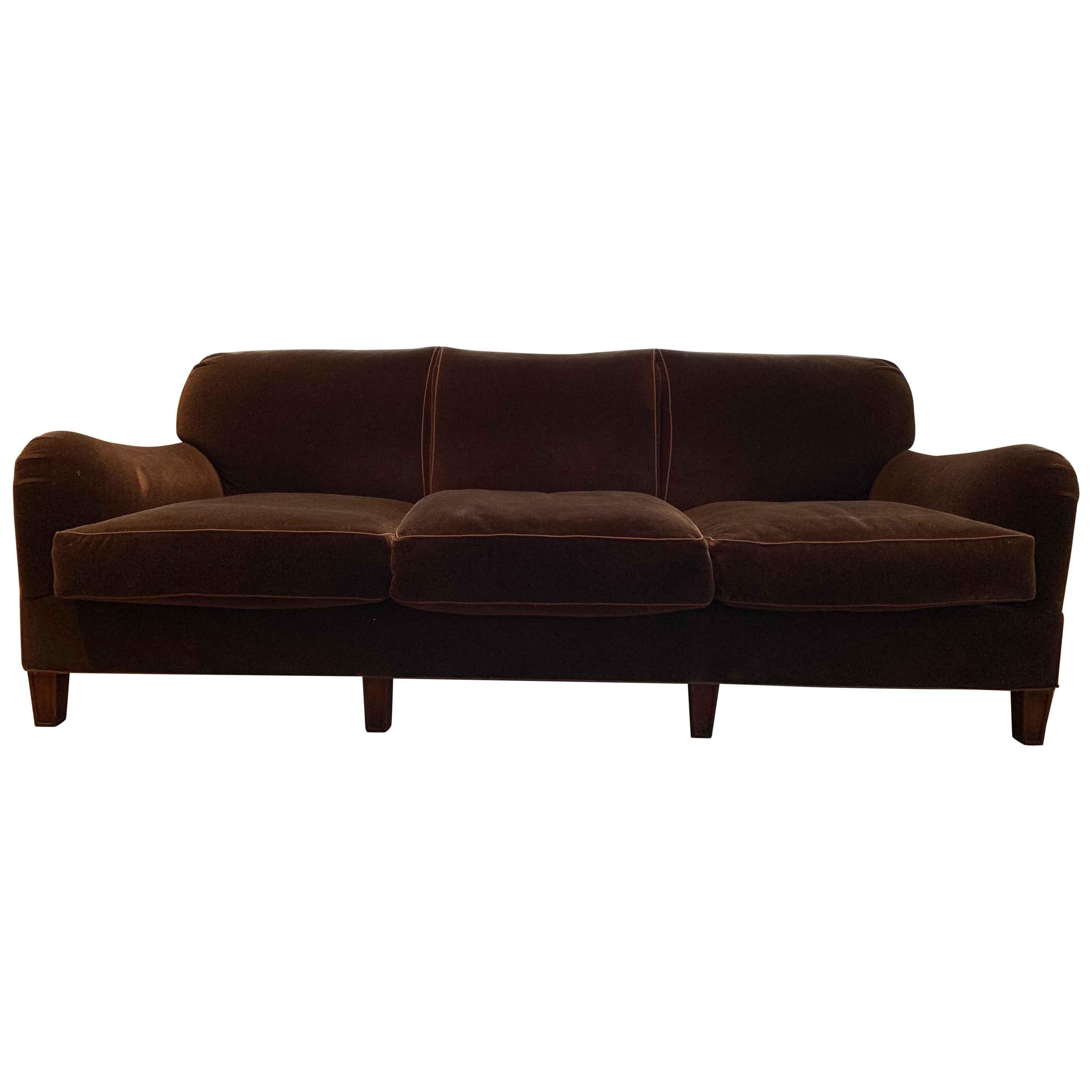 Schumacher Mohair Three-Seat Sofa , 2 available  For Sale