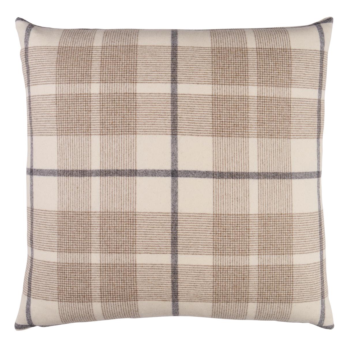 Schumacher Montana Wool Plaid 22" Pillow in Neutral For Sale