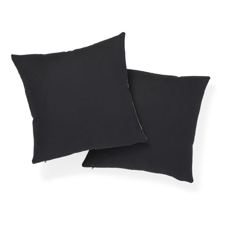 Schumacher Mottley Grid Wren Cotton Linen Pillow For Sale at 1stDibs