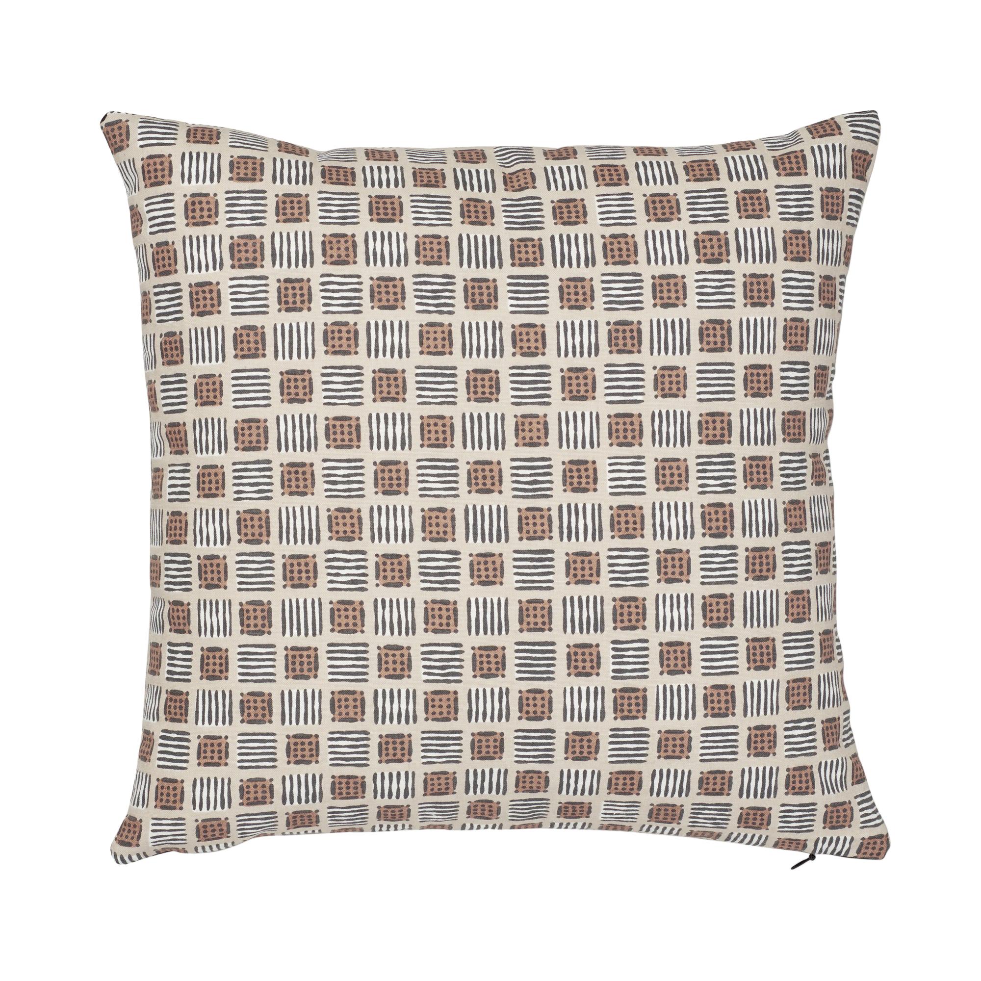 Schumacher Mottley Grid Wren Cotton Linen Pillow For Sale