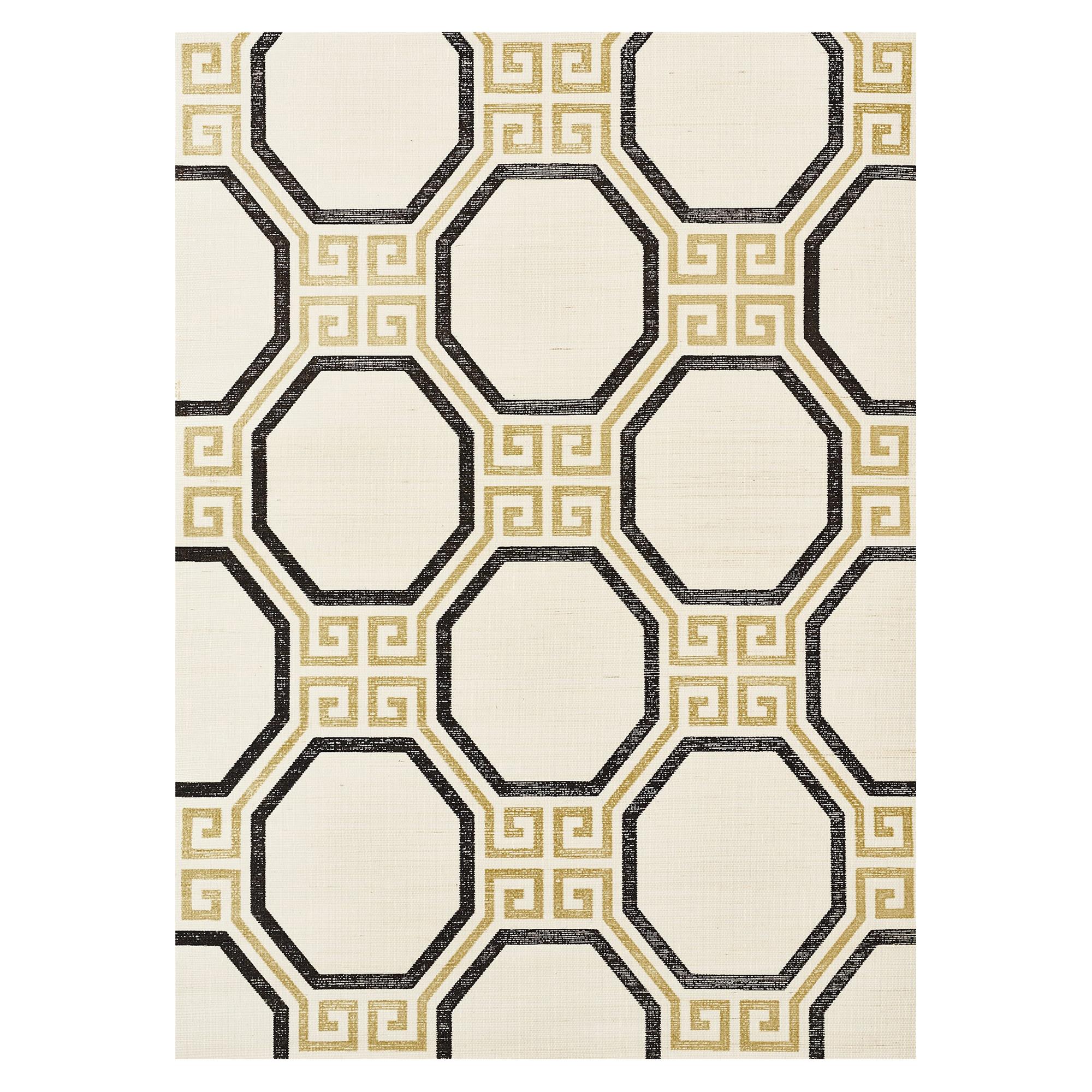 Schumacher Octavia Sisal Wallpaper in Gold and Jet For Sale